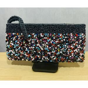 Vintage Beaded Embroidered Clutch Multicolor
